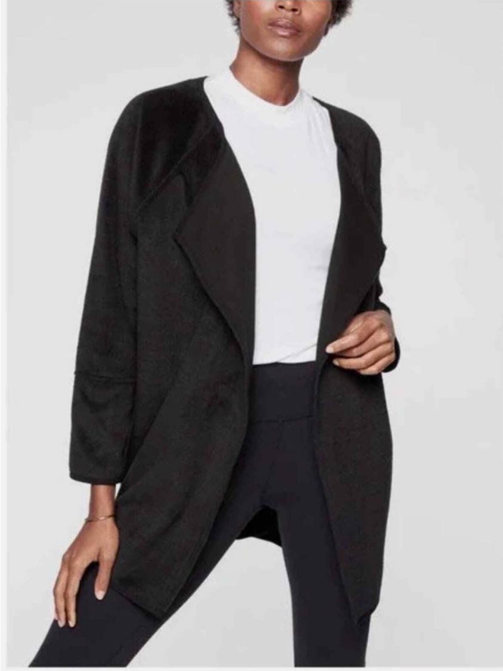 Athleta Cozy Karma Wrap Open Front Reversible Cardigan Jacket, Medium
